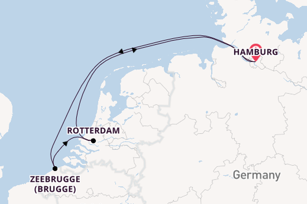 West-Europa vanaf Hamburg, Duitsland met AIDAprima