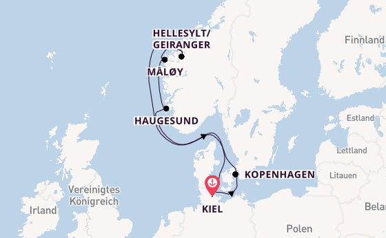 Norwegen ab Kiel, Deutschland auf der Costa Diadema