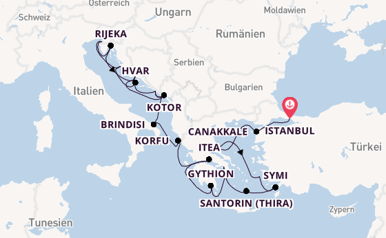 Östliches Mittelmeer ab Istanbul, Türkei auf der Seabourn Ovation