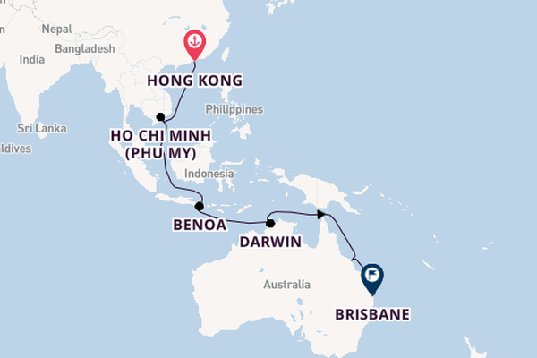 Australia from Hong Kong, China with the Carnival Luminosa