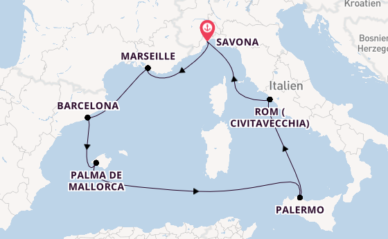 Westliches Mittelmeer ab Deutschland auf der Costa Toscana
