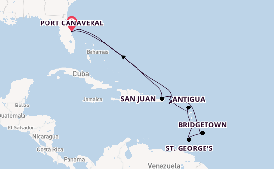 Caribbean from Port Canaveral, Florida, USA with the Carnival Firenze