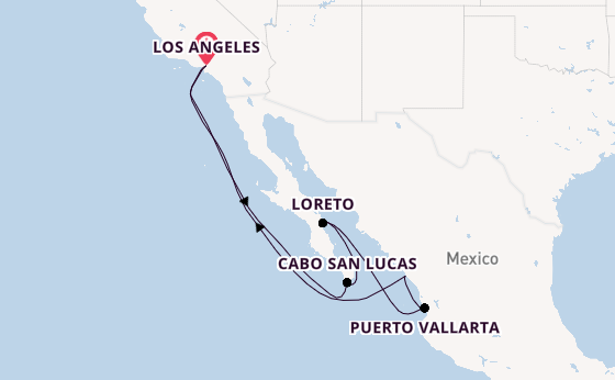 Mexican Riviera from Los Angeles, California, USA with the Discovery Princess