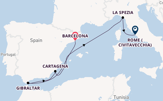 Western Mediterranean from Barcelona, Spain with the Sun Princess