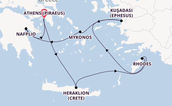 Eastern Mediterranean from Athens (Piraeus), Greece with the Silver Nova
