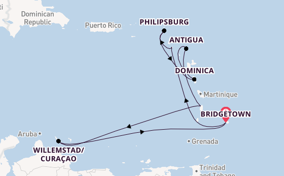 Southern Caribbean from Bridgetown, Barbados with the Arvia