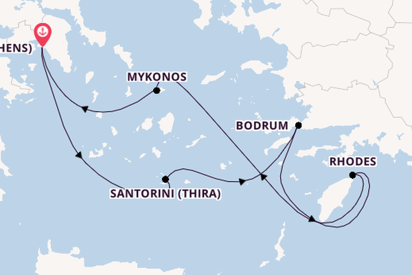 Eastern Mediterranean from Piraeus (Athens), Greece with the Scarlet Lady