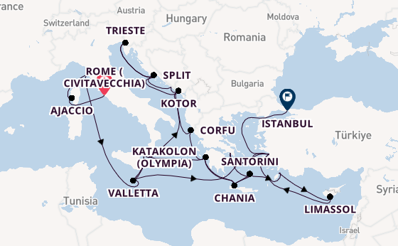 Mediterranean Sea from Rome (Civitavecchia), Italy with the Enchanted Princess