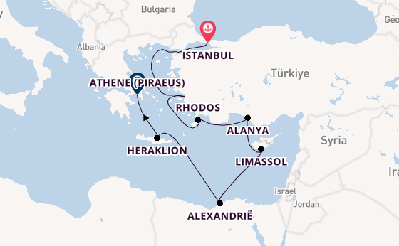 Oostelijke Middellandse Zee vanaf Istanbul, Turkije met de Seven Seas Navigator