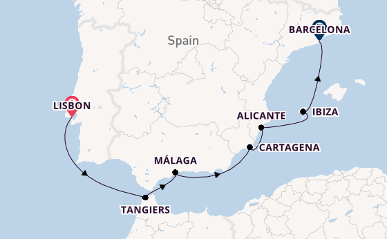 Western Mediterranean from Lisbon, Portugal with the Norwegian Dawn