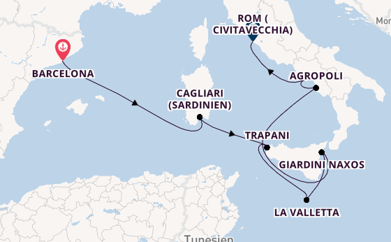 Westliches Mittelmeer ab Barcelona, Spanien auf der Silver Ray