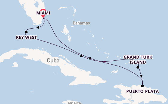 Caribbean from Miami, Florida, USA with the Resilient Lady
