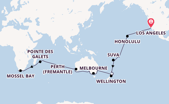 Round-the-World Trip from Los Angeles, California, USA with the Coral Princess