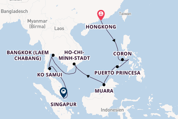 Südostasien ab Hongkong, China auf der Norwegian Jade