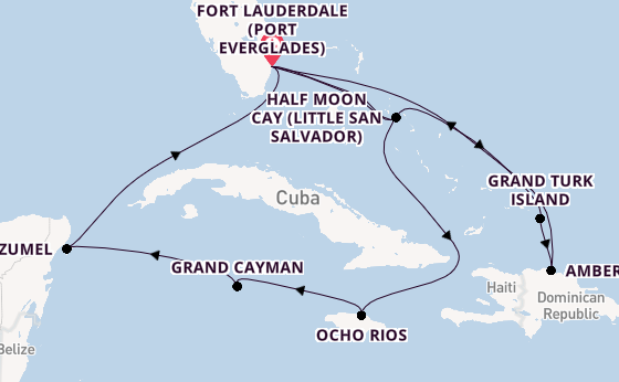Caribbean from Fort Lauderdale (Port Everglades), Florida, USA with the Nieuw Statendam
