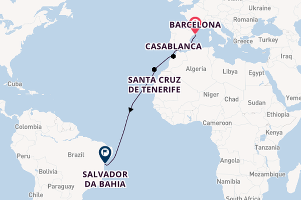 Transatlantic from Barcelona, Spain with the MSC Armonia 