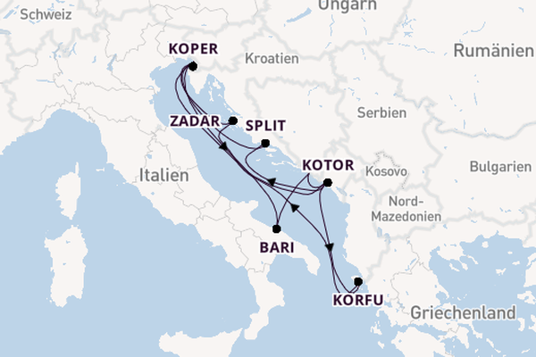 Mittelmeer ab Triest, Italien auf der Mein Schiff 4