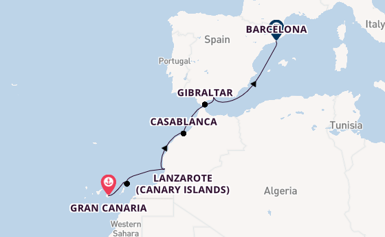 Western Mediterranean from Gran Canaria, Canary Islands with the Azamara Onward