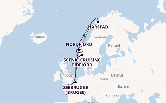 Norway from Southampton, England with the Aurora
