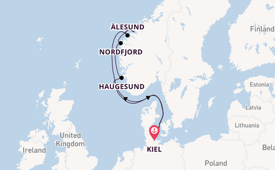 Noorwegen vanaf Kiel, Duitsland met de Mein Schiff Relax