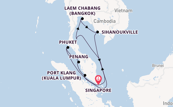 South East Asia from Singapore, Singapore with the Diamond Princess