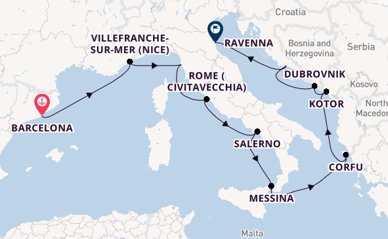 Mediterranean Sea from Barcelona, Spain with the Norwegian Prima