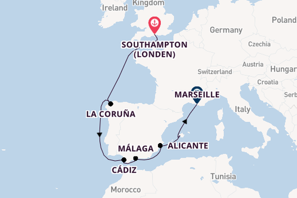 Westelijke Middellandse Zee vanaf Southampton (Londen), Engeland met de MSC Virtuosa