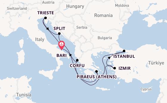 Mediterranean from Bari, Italy with the MSC Splendida