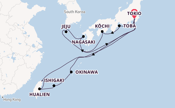 Oost-Azië vanaf Tokio, Japan met de Diamond Princess