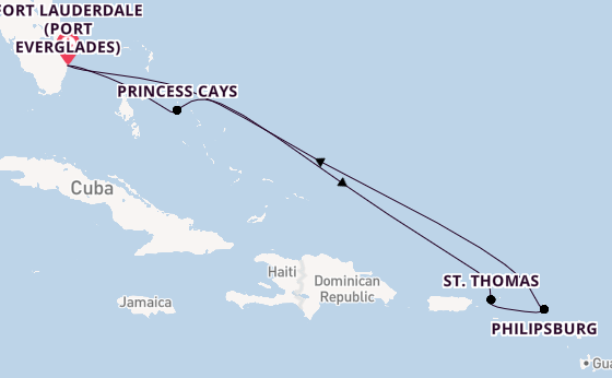 Caribbean from Fort Lauderdale (Port Everglades), Florida, USA with the Sun Princess