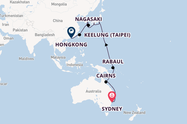 Oost-Azië vanaf Sydney, Australië met de Costa Deliziosa