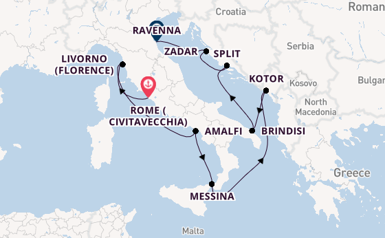 Mediterranean Sea from Rome (Civitavecchia), Italy with the Celebrity Constellation