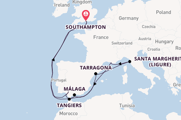 Western Mediterranean from Southampton, England with the Queen Victoria