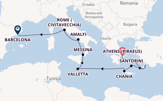 Mediterranean Sea from Athens (Piraeus), Greece with the Celebrity Infinity