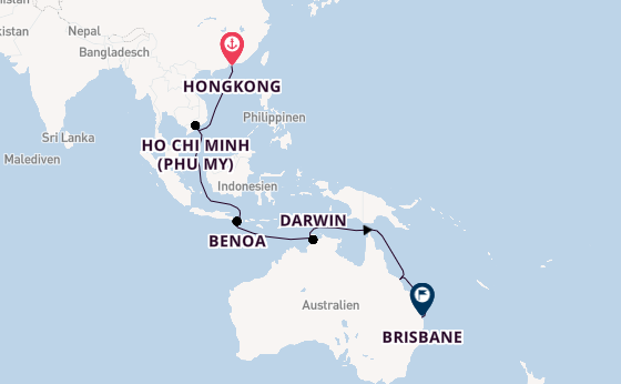 Australien ab Hongkong, China auf der Carnival Luminosa