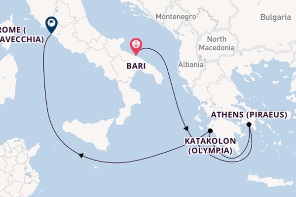 Mediterranean Sea from Bari, Italy with the MSC Sinfonia