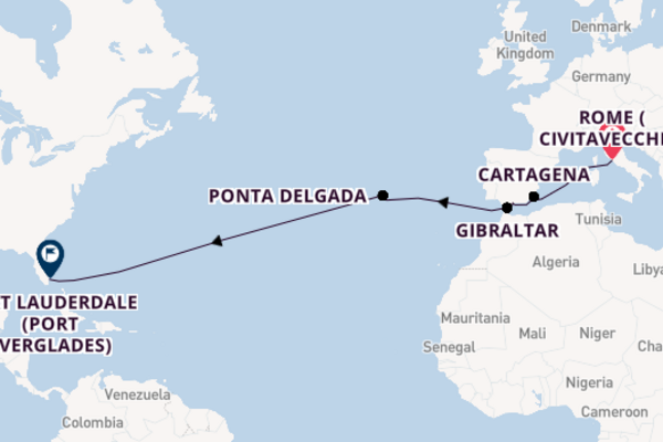 Transatlantic & Repositioning from Rome (Civitavecchia), Italy with the Nieuw Statendam