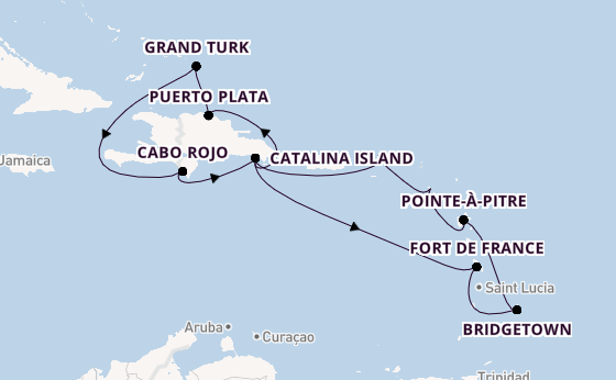 Caribbean from La Romana, Dominican Republic with the Costa Fascinosa