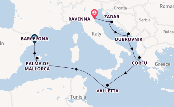 Mediterranean Sea from Ravenna, Italy with the Mariner of the Seas