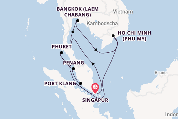 Südostasien ab Singapur, Singapur auf der Mein Schiff 6
