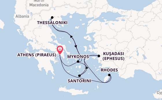 Eastern Mediterranean from Athens (Piraeus), Greece with the Celebrity Infinity