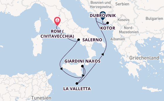 Mittelmeer ab Civitavecchia (Rom), Italien auf der Seabourn Ovation