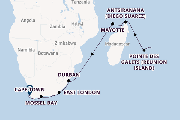 Africa from Port Louis, Mauritius with the Seven Seas Voyager