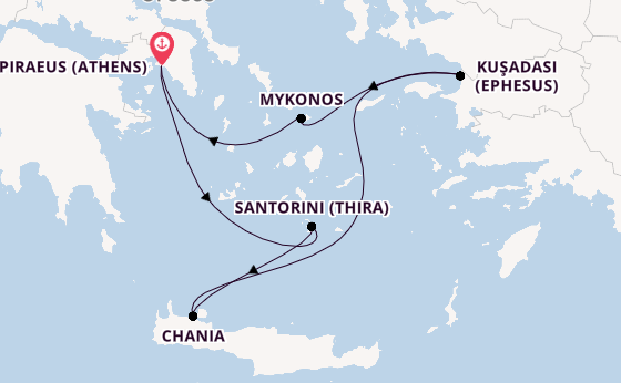 Eastern Mediterranean from Piraeus (Athens), Greece with the Scarlet Lady