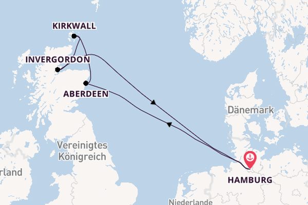 Schottland ab Hamburg auf AIDAluna