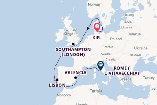 Western Mediterranean from Kiel, Germany with the MSC Euribia