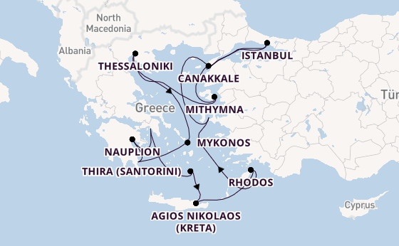 Oostelijke Middellandse Zee vanaf Athene (Piraeus), Griekenland met de Azamara Onward