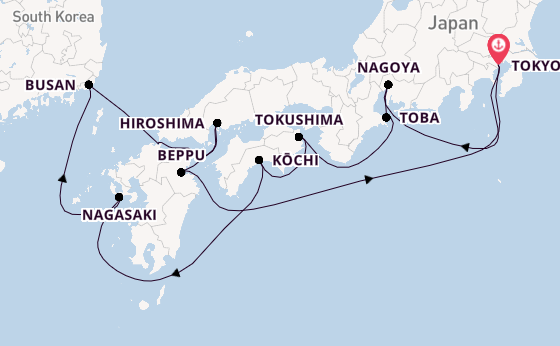 Japan from Tokyo, Japan with the Sapphire Princess