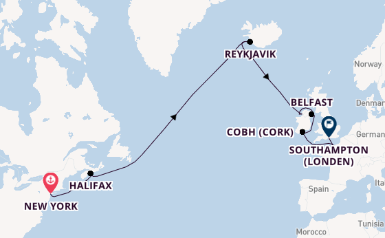 trans-Atlantisch vanaf New York, Verenigde Staten met de Norwegian Prima