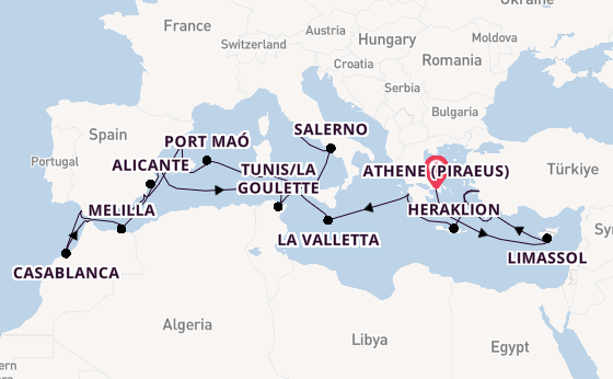 Middellandse Zee vanaf Athene (Piraeus), Griekenland met de Allura